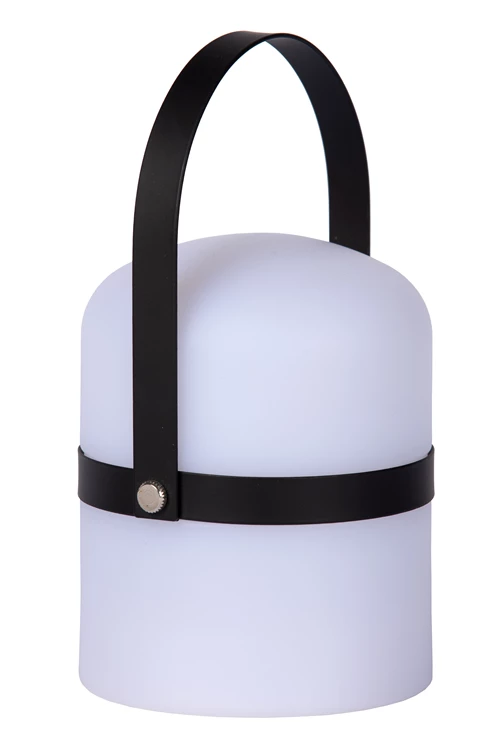 Lucide LITTLE JOE - Oplaadbare Tafellamp Binnen/Buiten - Accu/Batterij - Ø 10 cm - LED Dimb. - 1x0,3W 3000K - IP44 - Zwart - uitgezet